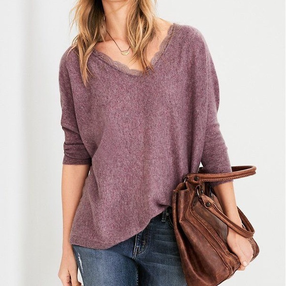 Garnet Hill Cashmere Lace-Trimmed Oversized Sweater - Picture 6 of 6